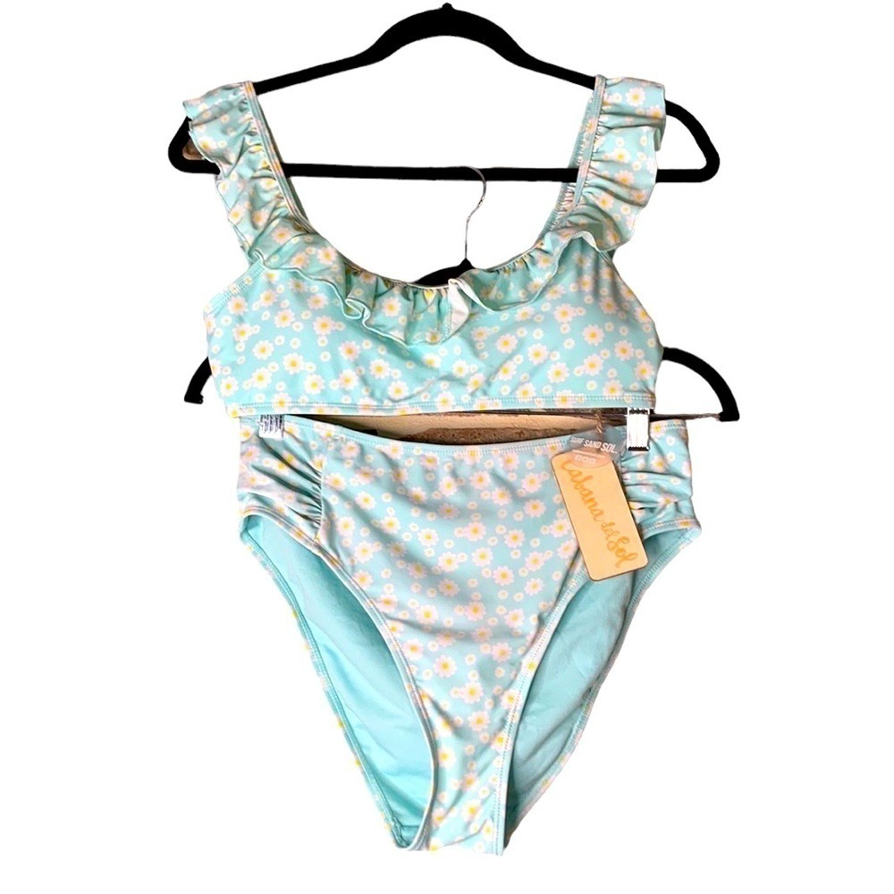 Cabana del Sol Sunflower 2‎ Piece Bikini Size L NWT